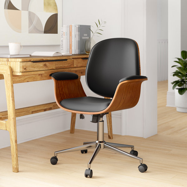 Mercury Row Trym Faux Leather Mid-Century Office Chair & Reviews ...